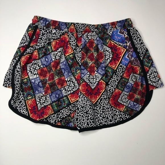 MINKPINK Boho Titled Colorful Hippie Artsy Flowy Drawstring Hottie Short Shorts - Picture 4 of 14